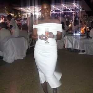 Elegant ruffled off the shoulder dress